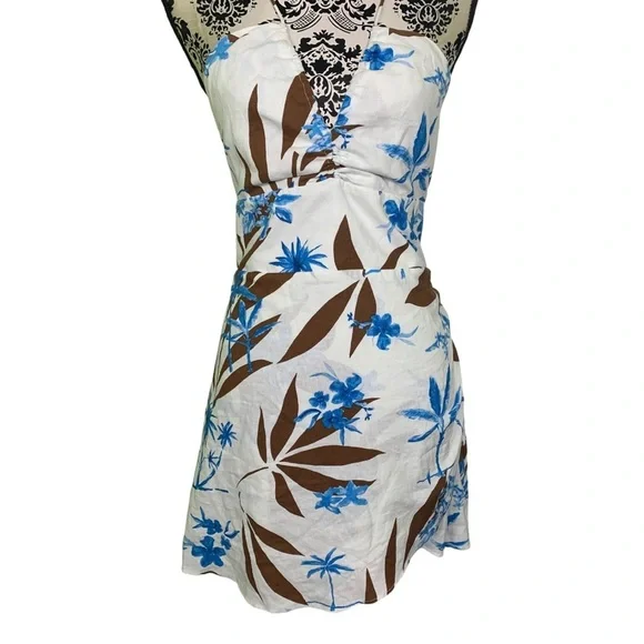 NWT Zara Tropical Print Mini Dress Linen Blend Sundress - Picture 10 of 13